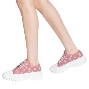 Louis Vuitton Monogram Pink Cotton Denim Low Top Sneakers Size 42